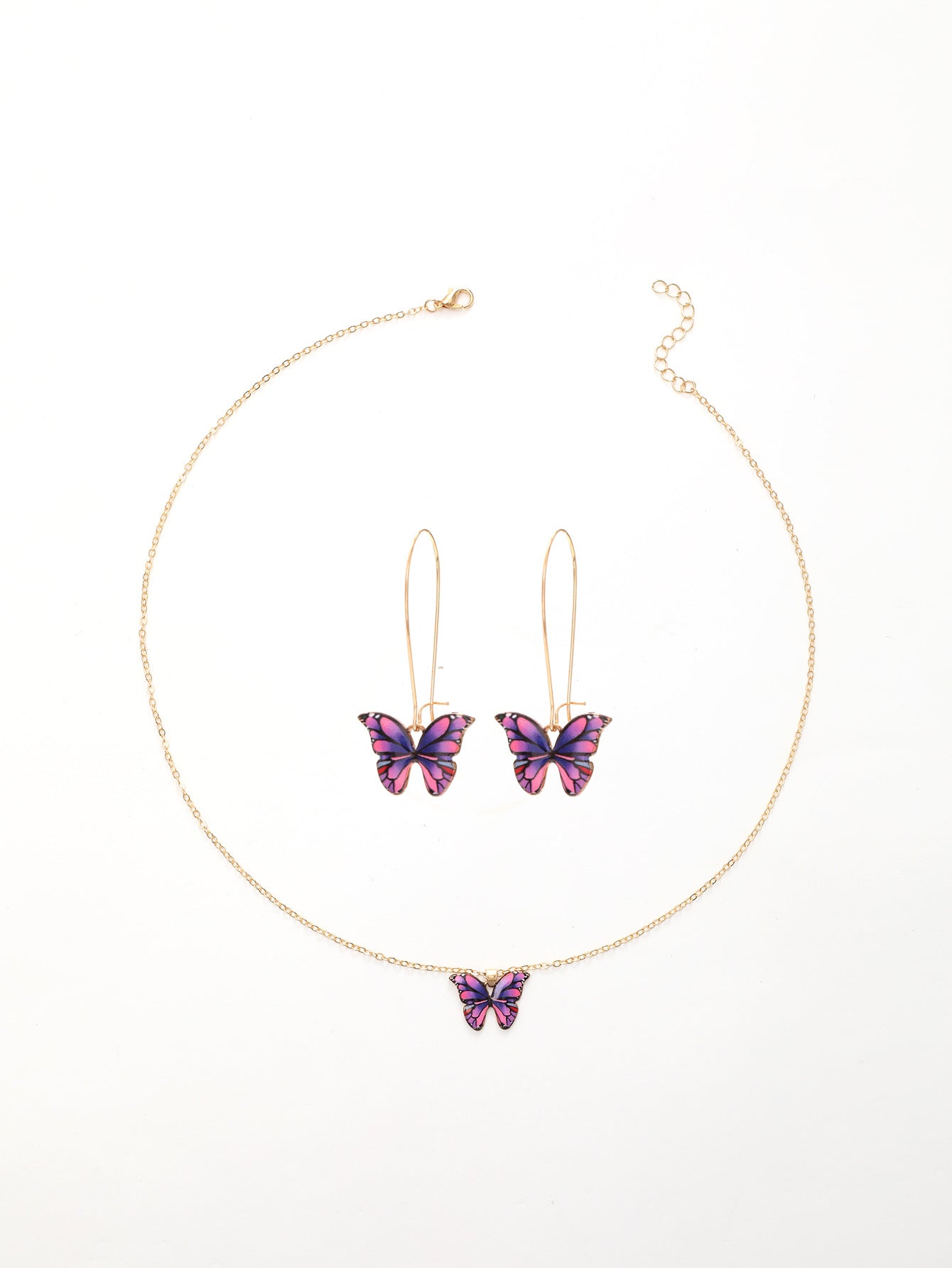 Wholesale New Three-piece Summer Beach-inspired Coloured Butterfly Gold Chain